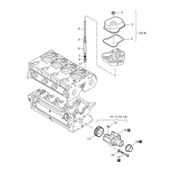 Cover cyl. - head, Pushrod, oil pump Assembly for Hatz 3L43C Diesel Engine