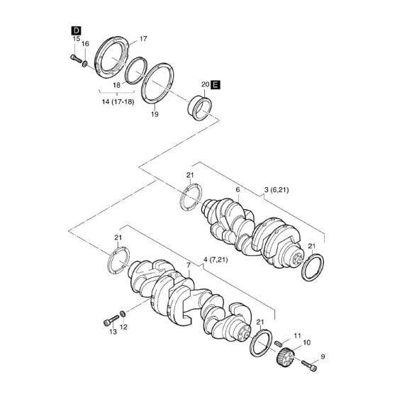 Crankshaft Assembly for Hatz 3L43C Diesel Engine