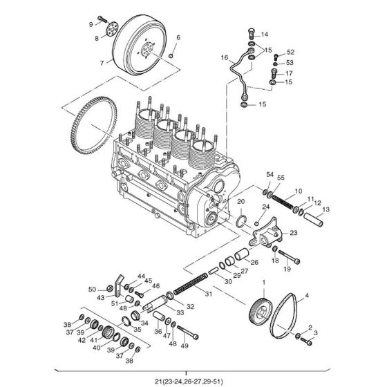 Pulley, Flywheel, Belt Tensioner