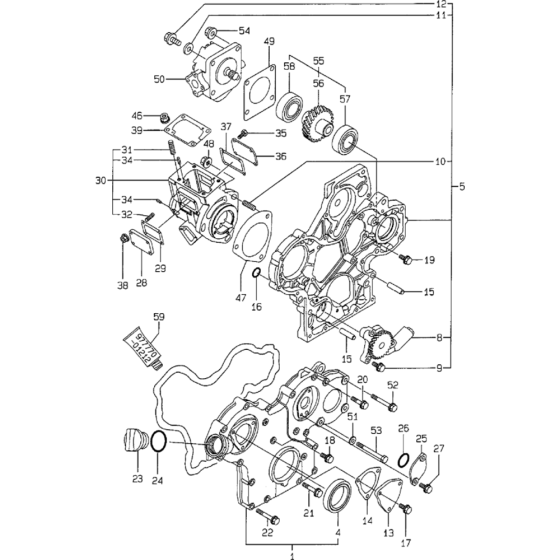 Gear Housing Assembly for Yanmar 3TNE68 Engine