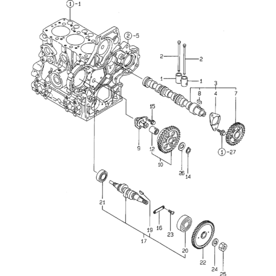 Camshaft and Driving Gear Assembly for Yanmar 3TNE68 Engine