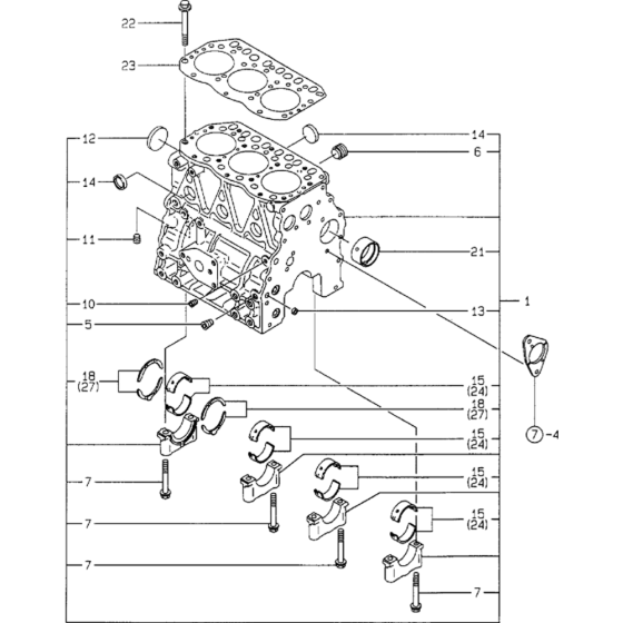 Cylinder Block Assembly for Yanmar 3TNE82A-ETB Engine