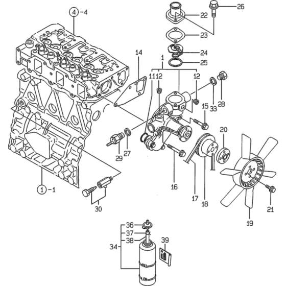 Cooling Water System Assembly for Yanmar 3TNE82A-EWA Engine