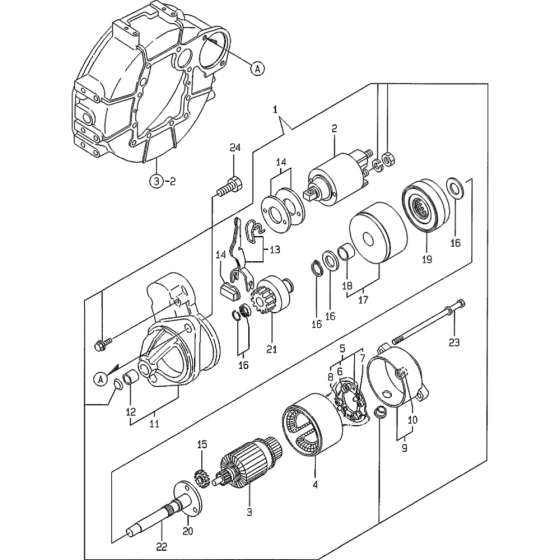 Starting Motor Assembly for Yanmar 3TNE82A-EWA Engine