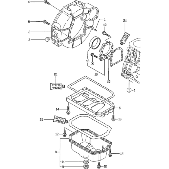 Flywheel Housing and Oil Sump Assembly for Yanmar 3TNE88 Engine