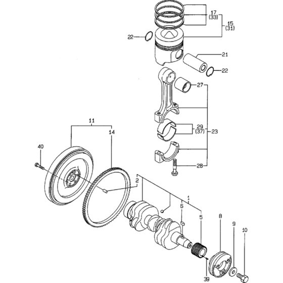 Crankshaft and Piston Assembly for Yanmar 3TNE88 Engine