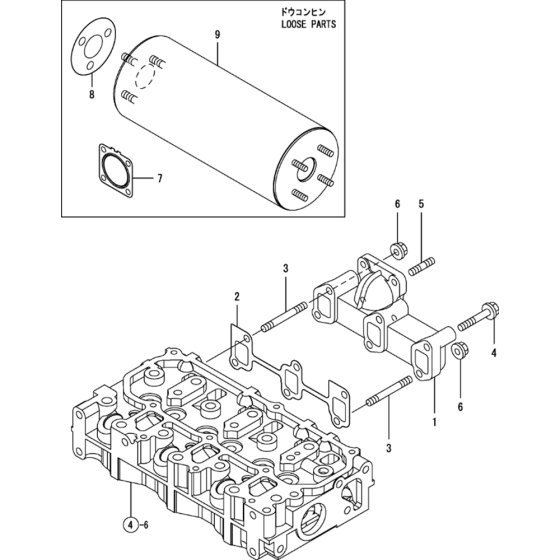 Exhaust Manifold and Silencer Assembly for Yanmar 3TNV70-STB Engine