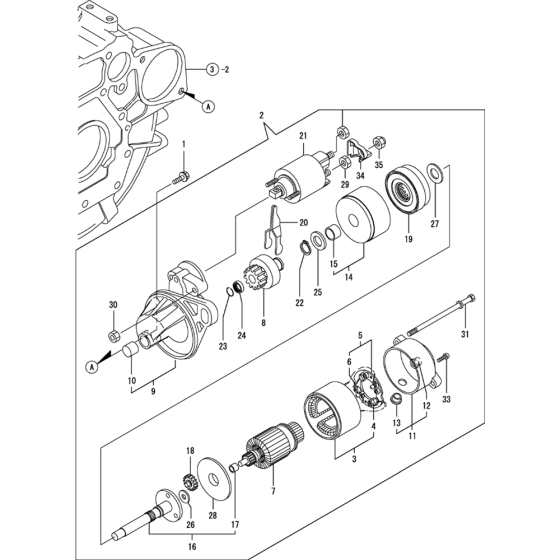 Starting Motor Assembly for Yanmar 3TNV76-KWA Engine