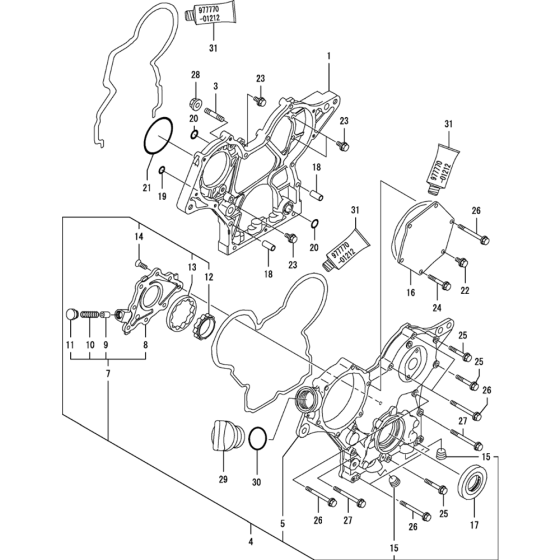 Gear Housing Assembly for Yanmar 3TNV76-KWA Engine