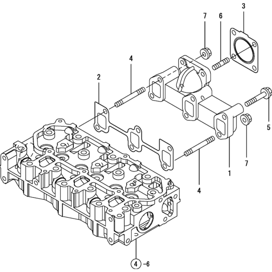 Exhaust Manifold Assembly for Yanmar 3TNV76-KWA Engine