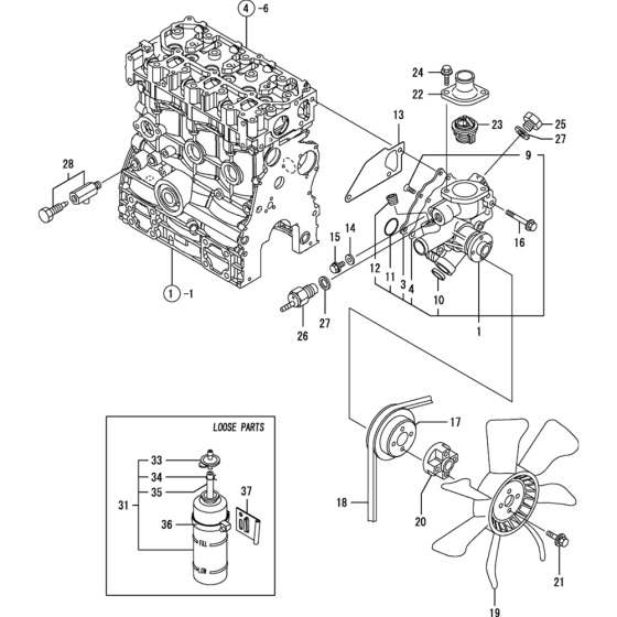 Cooling Water System Assembly for Yanmar 3TNV76-KWA Engine