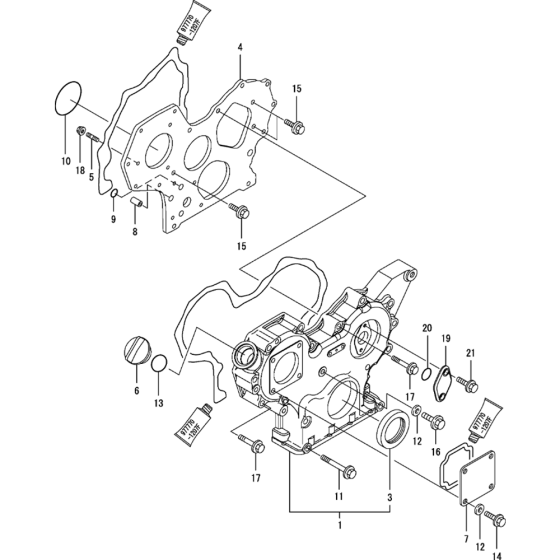 Gear Housing Assembly for Yanmar 3TNV82A-BPTB Engine