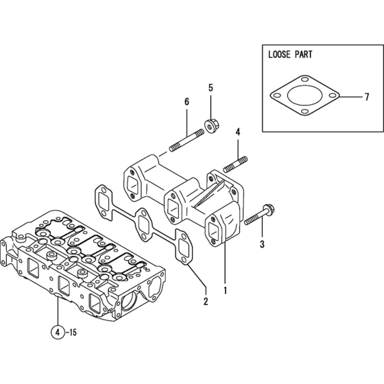 Exhaust Manifold Assembly for Yanmar 3TNV82A-KWA Engine