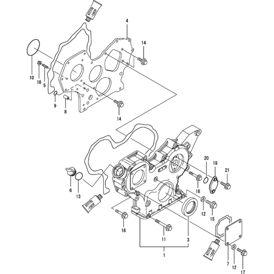 Gear Housing Assembly for Yanmar 3TNV88-BPTB2 Engine