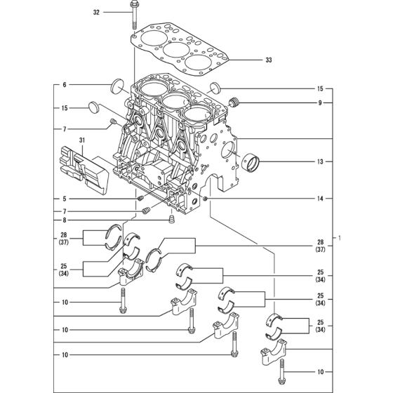 Cylinder Block Assembly for Yanmar 3TNV88-MWA Engine