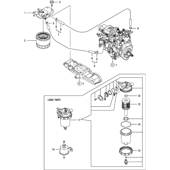 Fuel Line Assembly for Yanmar 3TNV88-MWA Engine