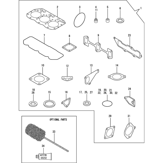 Gasket Set Assembly for Yanmar 3TNV88-MWA Engine