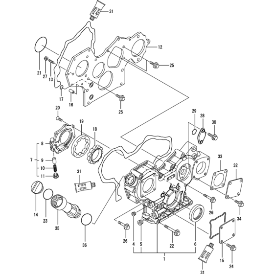 Gear Housing Assembly for Yanmar 3TNV88-MWA Engine