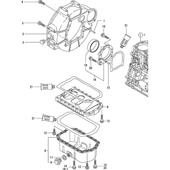 Flywheel Housing and Oil Sump Assembly for Yanmar 3TNV88-MWA Engine