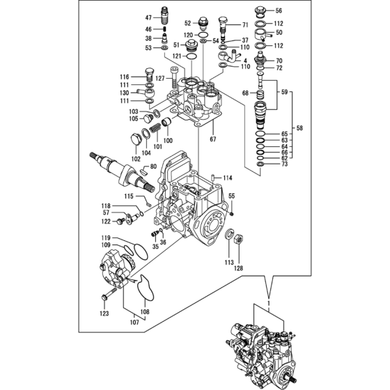 Fuel Injection and Pump Assembly for Yanmar 3TNV88-XTBZ Engine