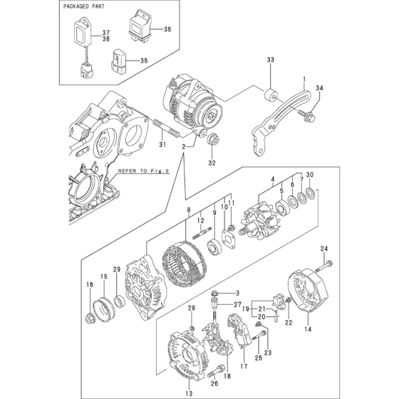 Generator Assembly for Yanmar 3TNV88-XWA  Engine