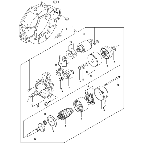 Starting Motor Assembly for Yanmar 3TNV88-XWA2 Engine