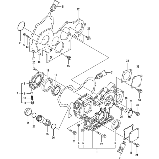 Gear Housing Assembly for Yanmar 3TNV88-XWA2 Engine