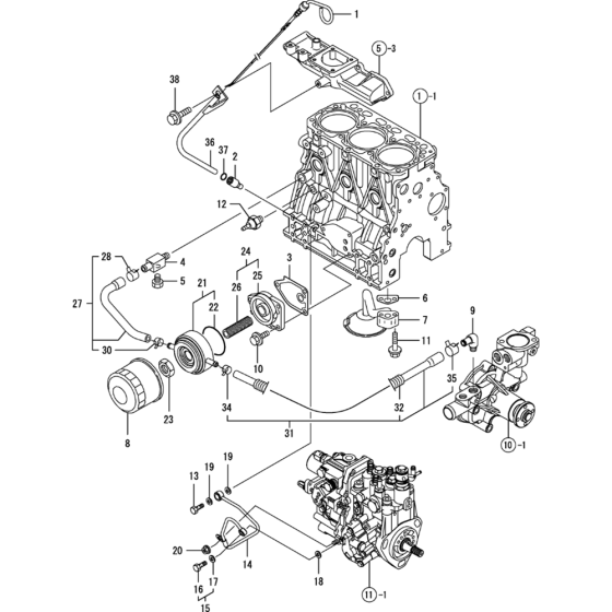 Oil System Assembly for Yanmar 3TNV88-XWA2 Engine