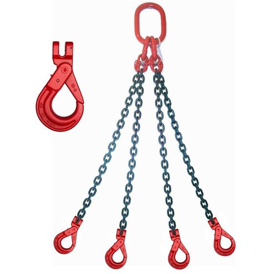 7mm 4-Leg Lifting Chain Slings with Self Locking Clevis Hooks