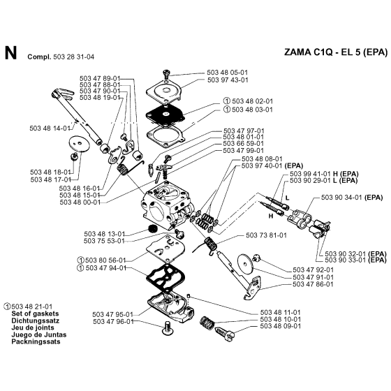 Carburetor Details No.2 Assembly For Husqvarna 40 Chainsaw