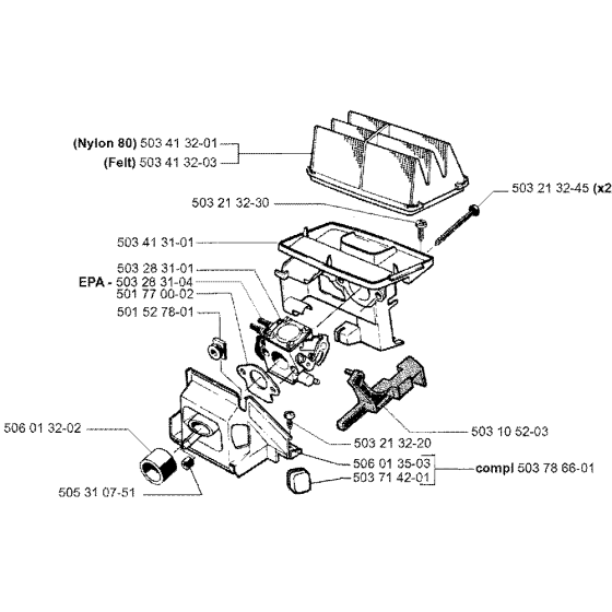 Carburetor & Air Filter Assembly For Husqvarna 40 Chainsaw