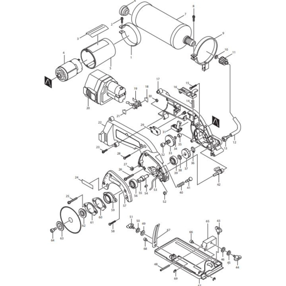 Main Assembly for Makita 4191DWA Cordless Cutter