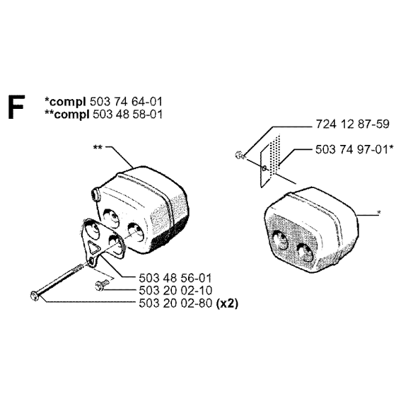 Muffler No.2 Assembly For Husqvarna 42 Chainsaw