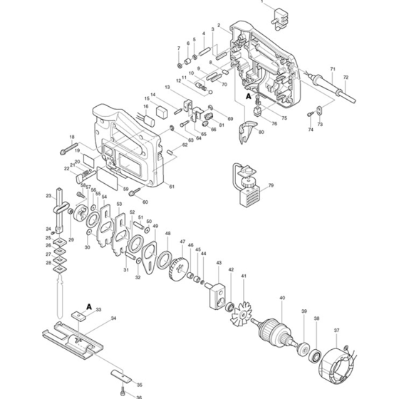 Main Assembly for Makita 4302C Jigsaw