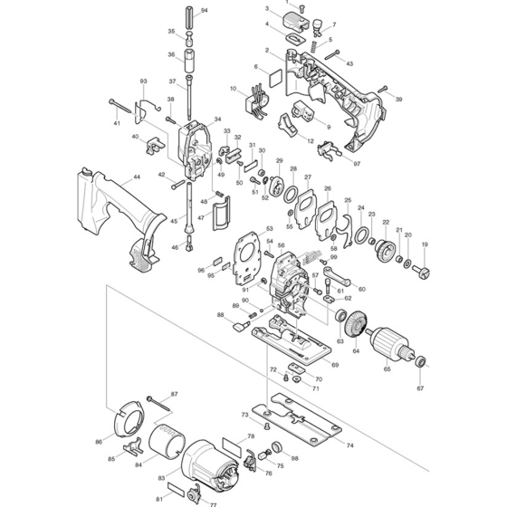 Main Assembly for Makita 4334D Jigsaw