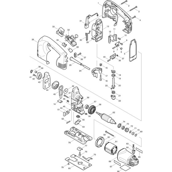 Main Assembly for Makita 4340FCT Jigsaw