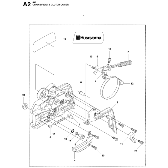 Chain Brake & Clutch Cover No.2 Assembly For Husqvarna 435 Chainsaw