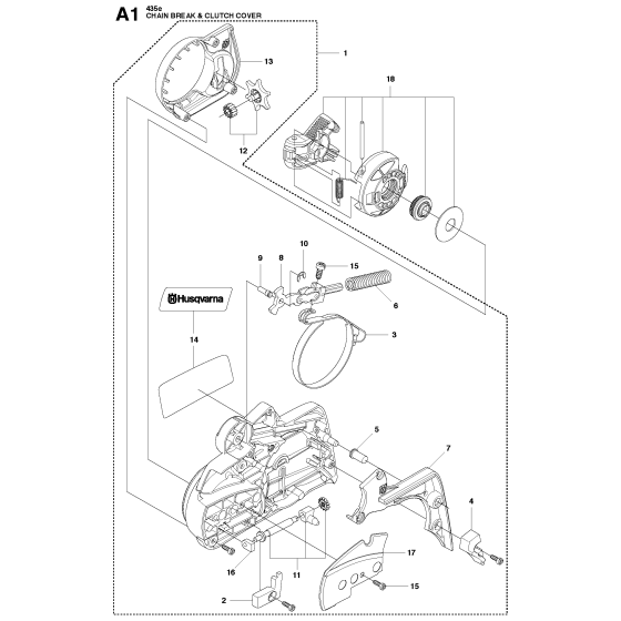 Chain Brake & Clutch Cover Assembly For Husqvarna 435e Chainsaw