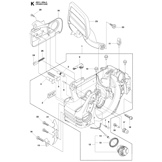 Crankcase Assembly For Husqvarna 435eii Chainsaw