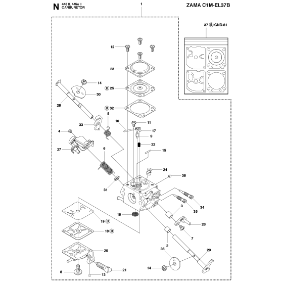 Carburetor Assembly for 445eii