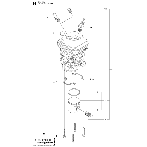 Cylinder Piston Assembly For Husqvarna 450 Chainsaw