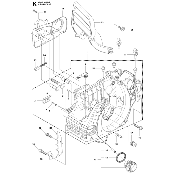 Crankcase Assembly For Husqvarna 450eii Chainsaw