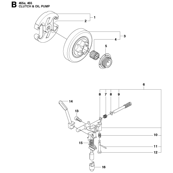 Clutch & Oil Pump Assembly For Husqvarna 455e Chainsaw