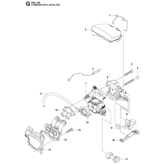 Carburetor & Air Filter Assembly For Husqvarna 455e Chainsaw