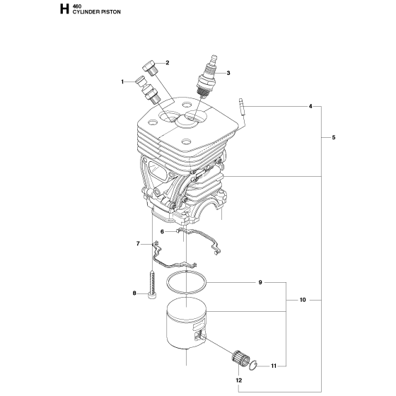 Cylinder Piston Assembly For Husqvarna 460 Chainsaw