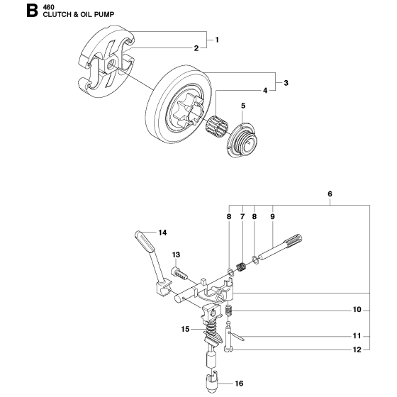 Clutch & Oil Pump Assembly For Husqvarna 461 Chainsaw