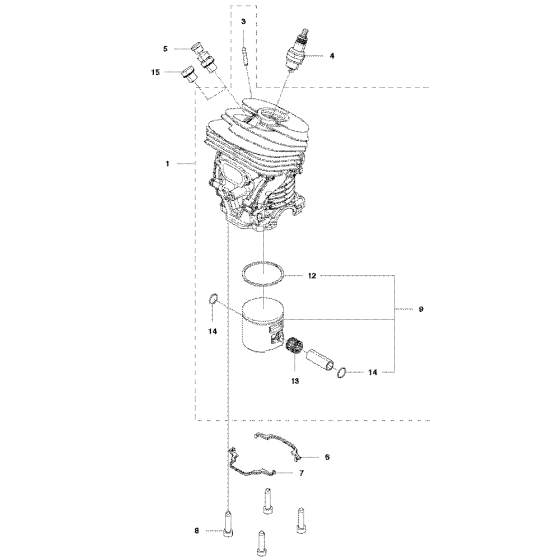 Cylinder Piston Assembly For Husqvarna 465 Rancher II Chainsaw