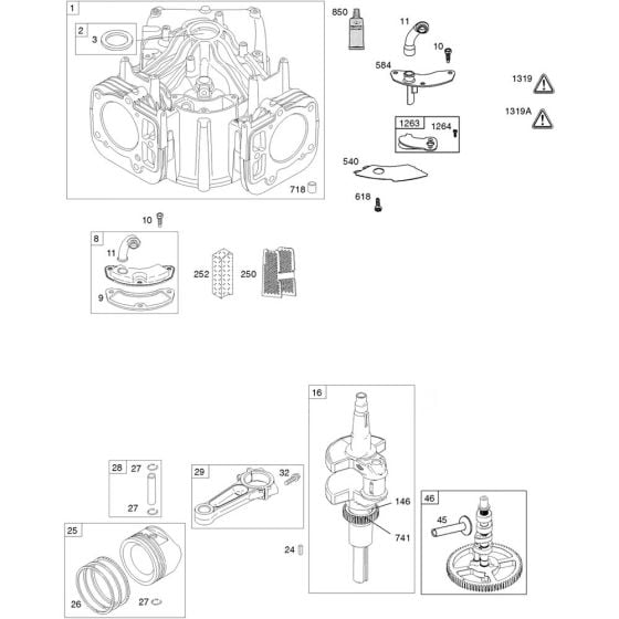 Camshaft, Crankshaft, Cylinder and Piston Assembly for Briggs and Stratton Model No. 49G575-0111-E2 Vertical Shaft Engine