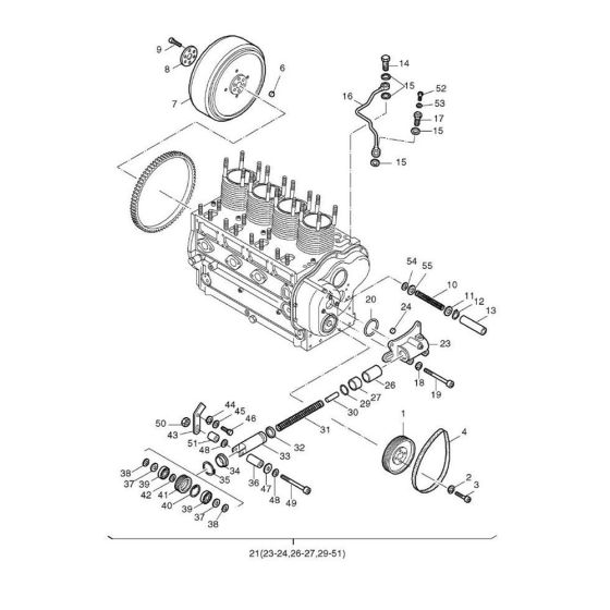 Pulley, Flywheel Assembly for Hatz 4L40 Diesel Engine