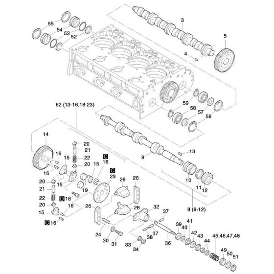 Camshaft, Governor, Timer Assembly for Hatz 4L42C Diesel Engines